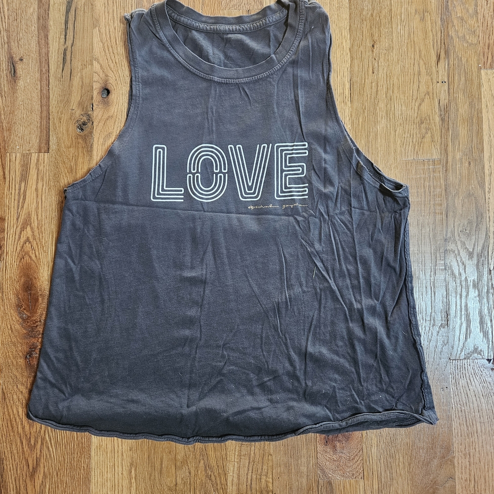 Spiritual Gangster Charcoal Muscle Tee with 'LOVE' Print